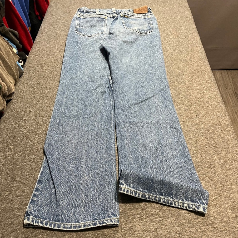 Vintage Lee Jeans Made in USA 33x34 Flared Bootcut Blue Denim 527 Style Mens